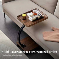 U-Shaped Bedside Table Lamp Elegant Portable Side Table Modern Design Rolling Storage Rack for Apartment Dwellers, Adults, Hospital, Living Room