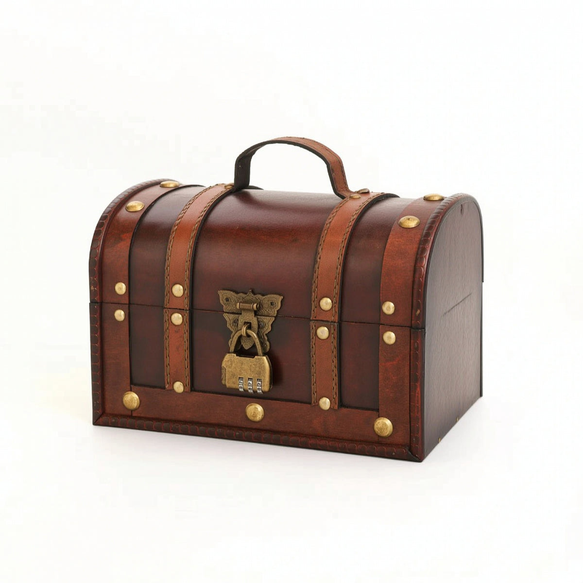 Wooden Storage Chest Portable Wooden Chest with Curved Lid Decorative Trunk Versatile Trunk with Hinged Top Practical