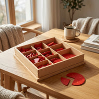 Wooden Tray with Fraction Pieces Hands-on Educational Fraction Teaching Aid Educational Learning Toy for Preschoolers, Teachers, Classroom