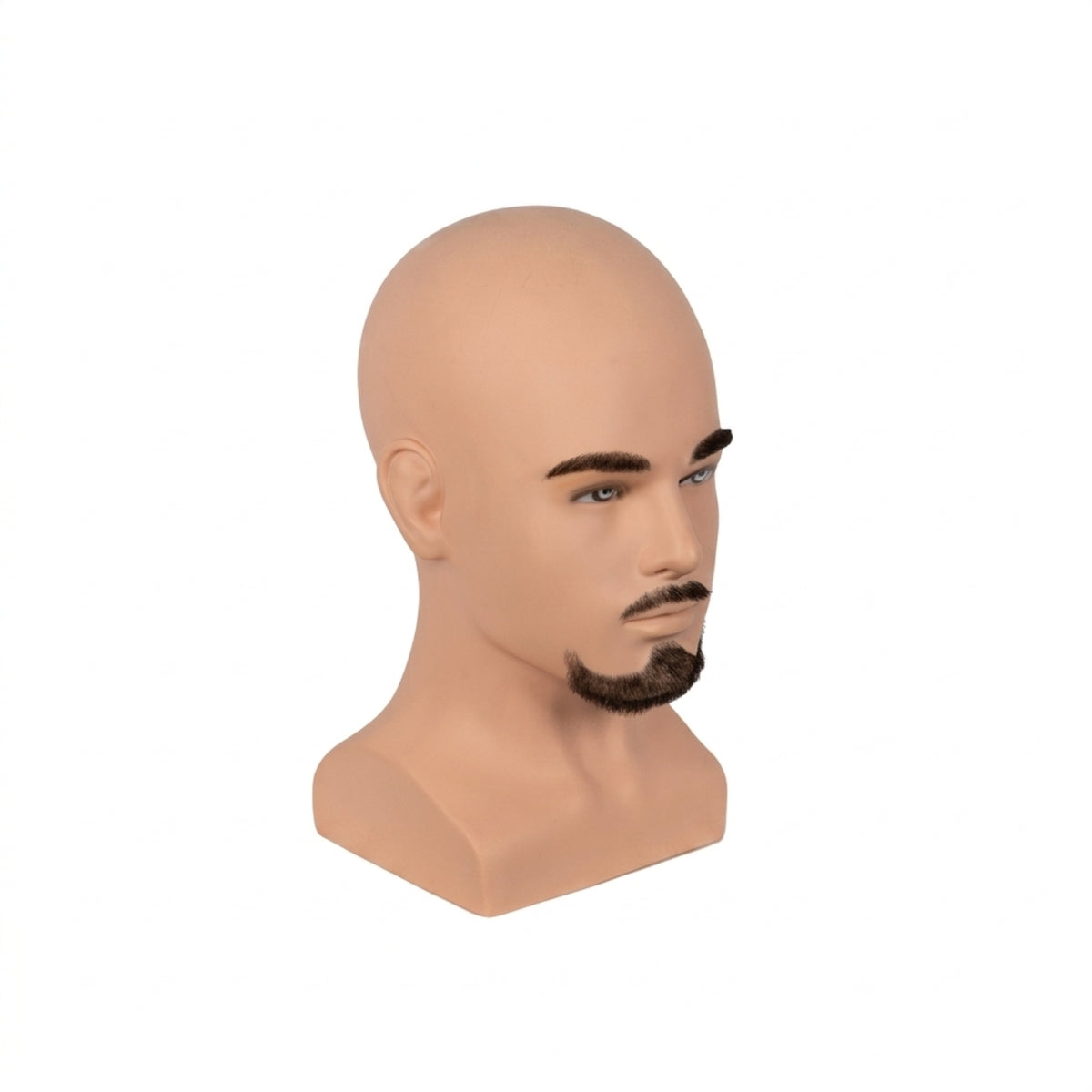 Bald Male Mannequin Head with Shoulders Life-Size Barber Training Head Realistic Display Bust Skin-Tone for Cosmetologists, Hairdressers