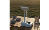 Gooseneck Faucet Portable Handwashing Station Corrugated Hose Portable Hand Washing Station Built-in Water Reservoir Pedestal Wash Sink No Plumbing Needed