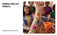 Made with Soybean Ink these tattoosed skin art Sheet Waterproof Assorted Cartoon skin art Set child-safe Temporary skin arts for young children, educators, Parents, Halloween, Christmas, Holiday Celebrations, Goodie Bags