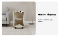 With Storage Wheeled Side Table Modern Design Cylindrical Rolling Cabinet Minimalist aesthetic Household Furniture Space Saving for Apartment Dwellers, Homeowners, Students, Living Room, Small Spaces, Bedroom, Office