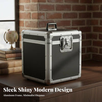 Vinyl Record Storage Case LP Album Storage Box Dustproof Aluminum LP Transport Enclosure for DJs, Audiophiles, Travel