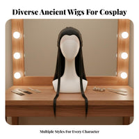 Ancient Chinese men's Hairpiece Faithful Reproduction Traditional Chinese Attire men's Hairpiece Heat Resistant Drama Cosplay Hairpiece for Actors