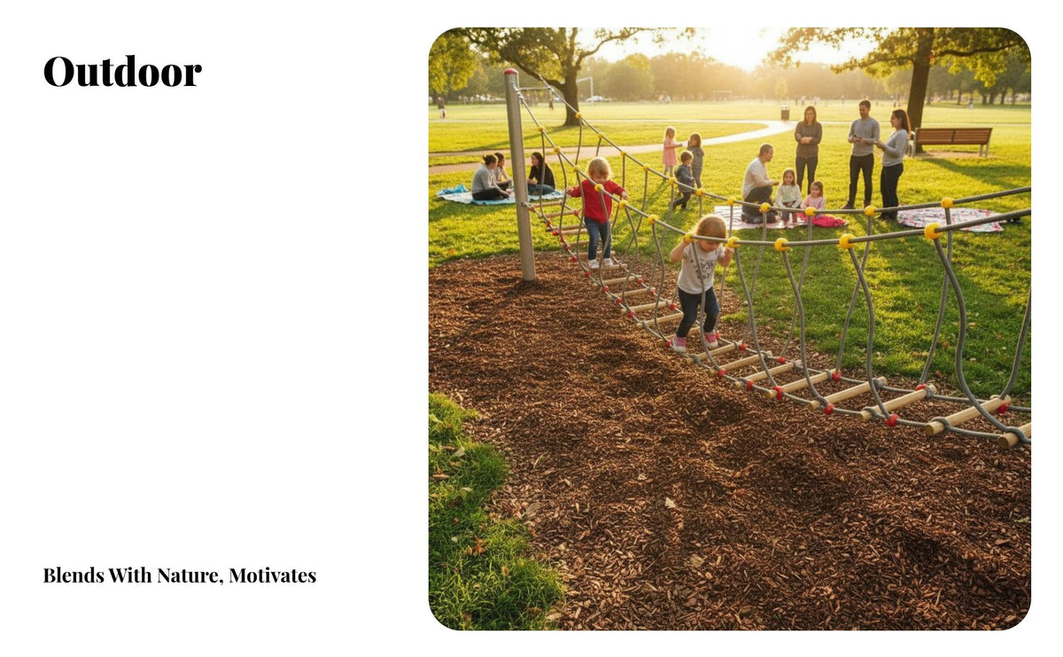 Physical Training Rope Ladder Bridge Long-Lasting Kids Hanging Bridge Anti Wood Rope Ladder Strength Building for Kindergarten, Backyard