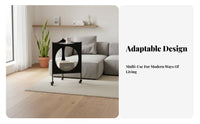Minimalist Design Rolling Corner Table with Cutouts Small Footprint Rolling Storage Mobile Unit Multi-Purpose Nightstand Space-Saver for Apartment Dwellers, Homeowners, Students, Living Room, Bedroom, Paleice