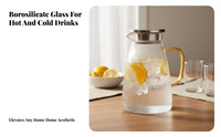 Elegant Design 1500ml Borosilicate Glass Pitcher Hot & Cold Beverages Heat Resistant Glass Pitcher Easy to Clean for Families, Kitchen, Home
