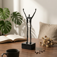 Abstract Human Sculpture with Pedestal Base Artistic Abstract Human Figurine Solid Cast Sculpture with Base for Living Room, Office, Entryway