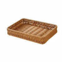 Imitation Rattan Design Round Woven Basket Handwoven Round Woven Bread Basket Straight-Sided Serving Tray adaptable for Interior Decorators, Restaurant Owners, Kitchen, Dining Table, Living Room, Pantry