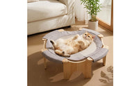 Cat Hammock with Wooden Frame Elevated Cat Hammock Easy to Hygienic Pet Resting Area for Cats, Floor