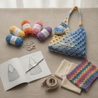 DIY Crochet Kit for Hand-Knitted Yarn Bag - Starry Sky Gradient Design