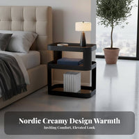 Space-Saving 2-Tier Nightstand Creamy aesthetic 2-Tier Accent Table Minimalist Design Home Furnishing adaptable Use for Apartment Dwellers, Interior Decorators, Bedroom, Small Spaces, Dorm Room, Entryway
