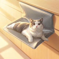Hanging Cat Bed Window Hammock, Soft Rectangular Elevated Resting Place, Hooks Over Sill Mount for Indoor Cats and Kittens