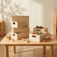 5 Pieces Wooden Boxes with Handles Farmhouse Rustic Nesting Box Sensory Play Trays Space-Saving for Children, Playrooms