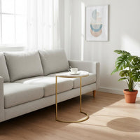 Half Curved Side Table Nordic Design Semi Circle Sofa Table Modern Minimalist Living Room Furniture for Small Areas, Bedroom