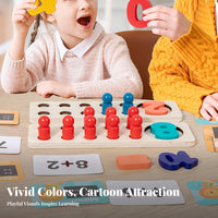 20 Pieces Long-Lasting Wood Construction Addition Subtraction Learning Toy Improves Fine Movement Skills Wooden Counting Peg Board