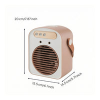 Rechargeable Desktop Fan with Humidifier Compact Portable Air Cooler Cordless Mist Fan Lightweight for Office Workers, Students, Desk, Bedside Table