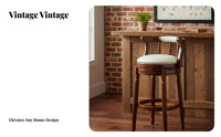 timeless design rotating Stool with Backrest Vintage Design Counter Chair Padded Seat Indoor Seating Built-in Footrest for Bar Owners, Homeowners, Adults, Restaurant, Cafe, Kitchen Island, Dining Room