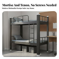 Dormitory Bunk Bed Stable Structure Metal Bunk Bed Anti-Slip Ladder for Students, Families, Dorm Room, Apartment Quarters
