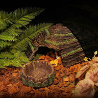 Tip-Resistant Dish and Tortoise Water Bowl, Resin Wood Grain Snake Accessories for Vivarium, Easy to Clean Non-Porous Feeding Bowl