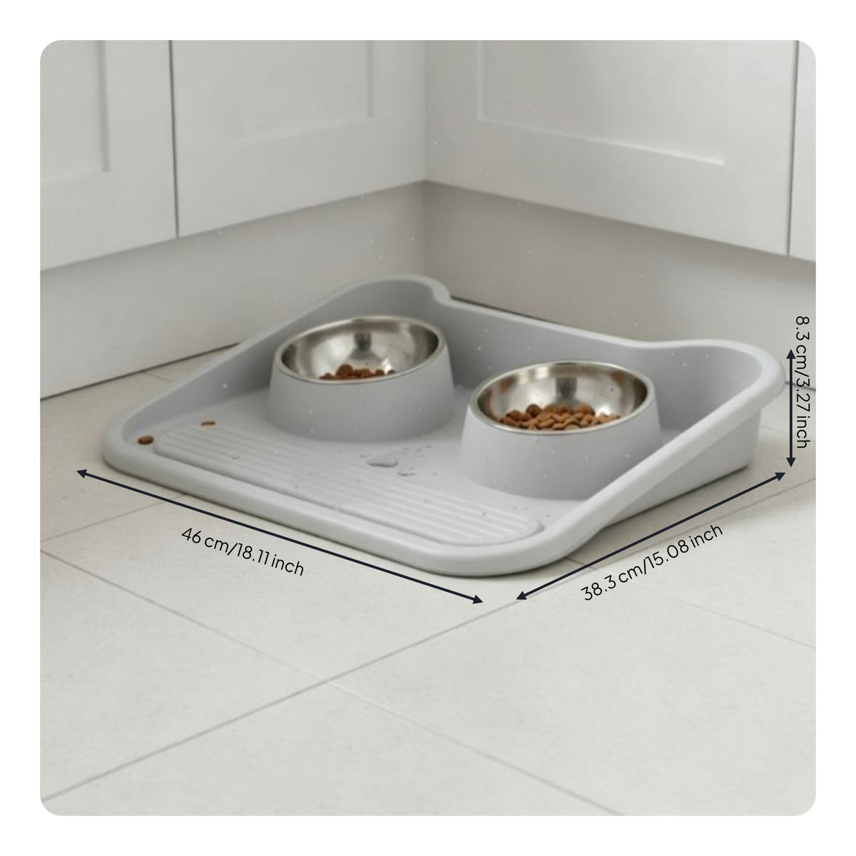 Double Pet Bowl Large Capacity Leak-Resistant Pet Feeder Detachable Bowls for Small Dogs
