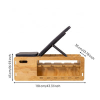 Wooden Exercise Bench Storage Shelf Adjustable Bench Handle Openings Fitness Equipment