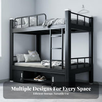 Steel Bunk Bed High Weight Capacity Dormitory Bed Full-Length Guardrail Bedroom Furniture for Students, Adults Quarters, Dorm Room, Hostel
