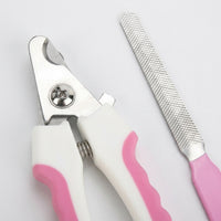 Nail Clippers and Nail File Set for Dog Grooming, Stainless Steel Cat Nail Clippers with Safety Guard, Non Slip Professional Pet Tool, 2 Pack
