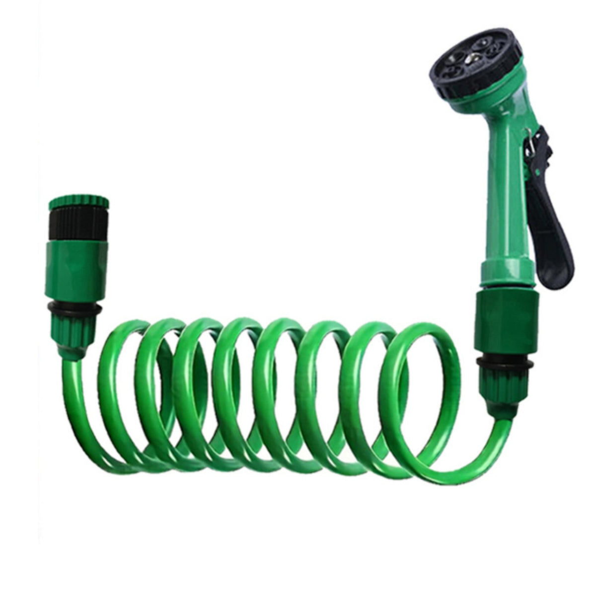 Self-Coiling Coiled Hose Pipe Compact Storage Garden Hose with Spray Nozzle Long-Lasting for Gardeners, Car Owners, Outdoor, Patio