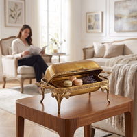 Fruit Tray with Handles Ornate Serving Tray with Lid Openwork Container for Hosts