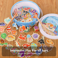 Educational Fishing Toy Set Parent-Child Interaction Fishing Game Hand-Eye Coordination Develops Fine Movement Skills for Toddlers, Girls, Preschoolers