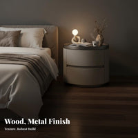 Luxury Design Round 2-Drawer End Table Modern Design Round Tiered Cabinet Space-Saving Nightstand Multipurpose for Homeowners, Apartment Dwellers, Students, Small Areas, Living Room, out of Stock Ice