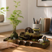 Tabletop Water Fountain Ornament with Circulating Filter for Fish Tank & Pond Landscaping