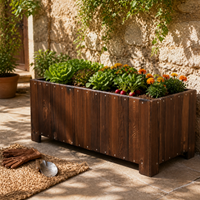 Outdoor Rectangular Wooden Planter Box for Garden Patio Balcony