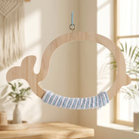 Bird Swing Stand with House Frame, Rope-Wrapped Wooden Avian Perch and Parrot Stand for Rest and Play, Suitable for Parrots, Budgies