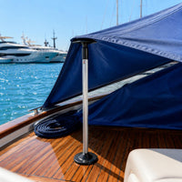 Telescopic Marine Support Pole Wide Flat Base Boat Tarp Support Pole Silver Shaft