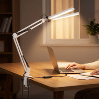 LED Two-headedHead Desk Lamp USB-Powered Desk Lamp with Clamp Flexible Work Light Articulated for Professionals, Students, Crafters, Home Office, Dorm Room
