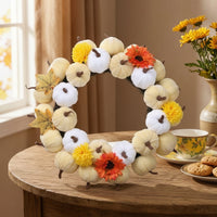 Autumn Wreath Farmhouse-Themed Thanksgiving Wreath Artificial Decorations for Entryway, Mantel