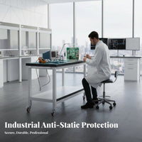 360° Swivel Casters Anti-Static Trolley Steel Structure Heavy Duty Work Table Locking Brakes Mobile Workbench Silent Wheels for Factory Workers, Warehouse Personnel, Technicians, Assembly Line, Laboratory, Auto Repair Shop, Engine Maintenance