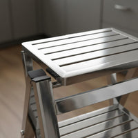 V-Shaped Ladder Ladder with Handrail Foldable Handrail Step Ladder Space Saving Folding Step Stool for Seniors, Garage, Kitchen, Library