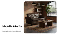 Retro Design Button-Tufted Highspine Chair Small Space perfect for Upholstered curvedspine Armchair space-saving Size Single Sofa Comfortable padding for Business Owners, Interior Designers, Coffee Shop, Boutique, Reception Area, Living Room