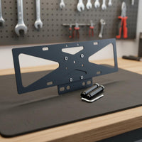 Sturdy Spare Tire License Plate Bracket Heavy Duty Metal Rear Tire License Bracket Easy Install Tailgate Spare Wheel Plate Holder No Drilling for Trail Driving