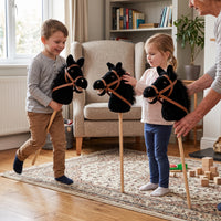 Musical Horse Head Stick Toy for Kids, Role Play Prop with Detachable Wheel and Sound Effects