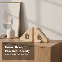 Modern Design Beige Layered Arch Bookends Stone-Look Bookends