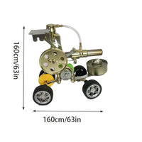 Stirling Engine Model with Gold Finish and Wheels for Educational Experiments