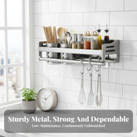 Drillwithout Installation Multifunctional Wall-Mounted Utensil Rack Multi-Functional Design Multifunctional Utensil Holder Space-Saving Kitchen Organizer Strong Load-Bearing for Renters, Families, Adults, Apartment, over Countertop, Pantry, Coffee Station
