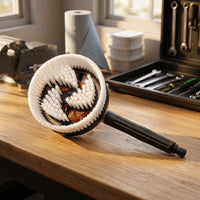 Patio Cleaner and Car Wash Brush with Integrated Water Jet, Rotating Round Brush for Surface Cleaner Tasks, Detailing Wheel Washing Tool, 350mm