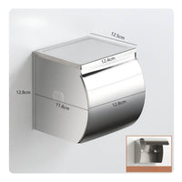 Bathroom Tissue Dispenser with Cover Rustproof Toilet Roll Holder with Shelf Hardware Modern Compact for Bathroom