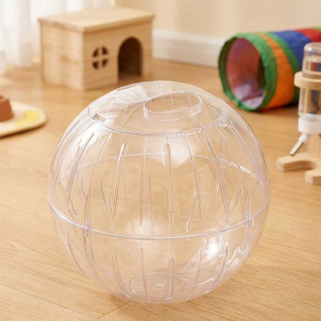 18cm Hamster Ball with Secure Assembly, Transparent Exercise Sphere for Sugar Gliders and Squirrels, Indoor Outdoor Activity Use